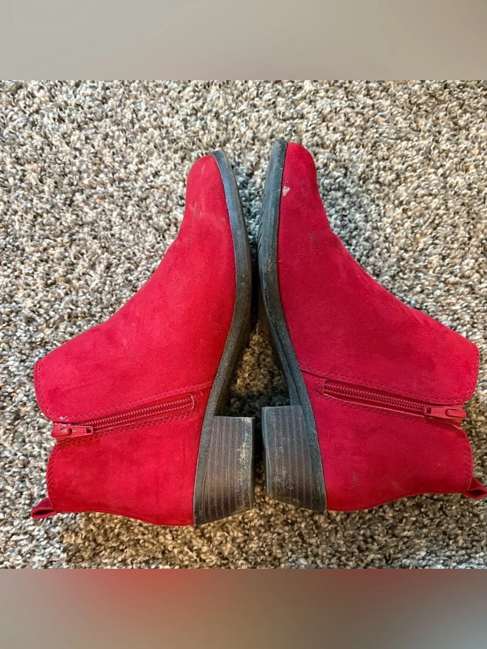 SO Red Suede Ankle Booties